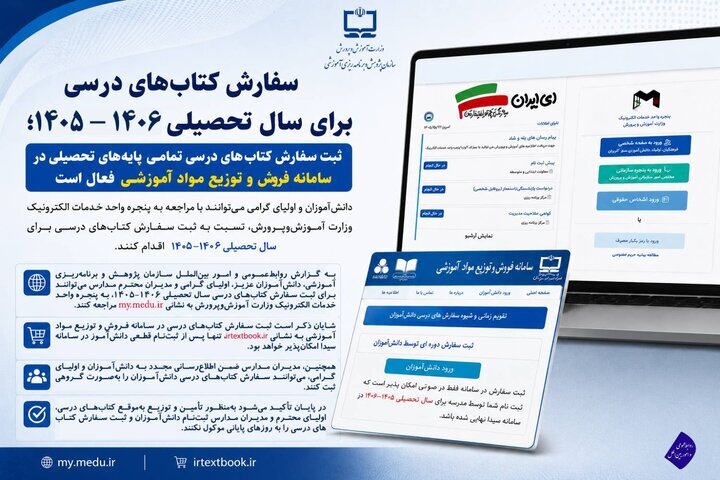 امکان ثبت سفارش کتب درسی تمامی پایههای تحصیلی/ نحوه ثبت سفارش امکان ثبت سفارش کتب درسی تمامی پایههای تحصیلی/ نحوه ثبت سفارش
