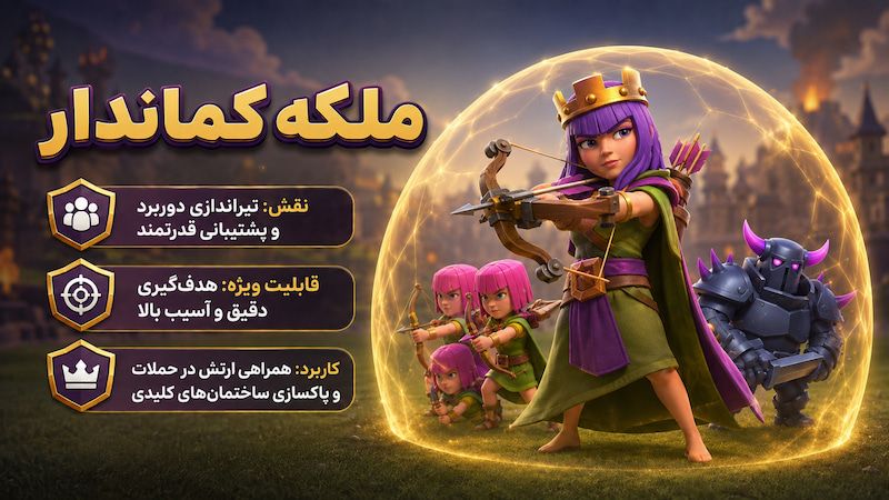 قویترین شخصیتهای کلش آف کلنز؛ بررسی قدرت و نظر گیمرها مشخصات ملکه کماندار